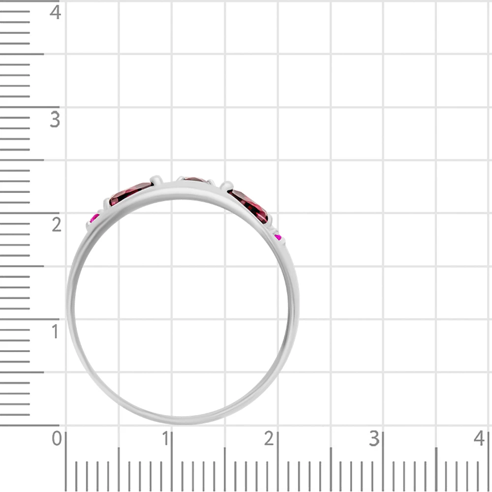 Кольцо с рубинами синтетическими и родолитами из серебра 925 пробы 4