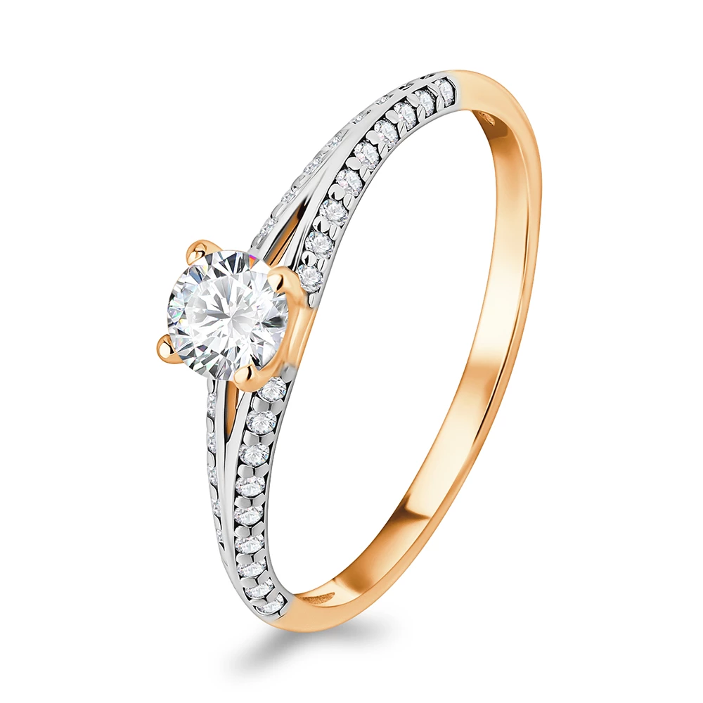 Кольцо с фианитами из серебра 925 пробы