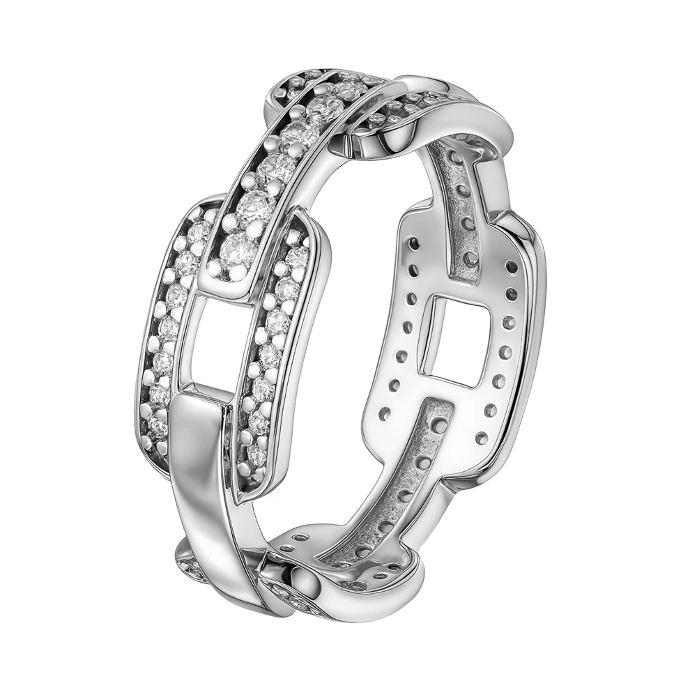 Кольцо с фианитами из серебра 925 пробы