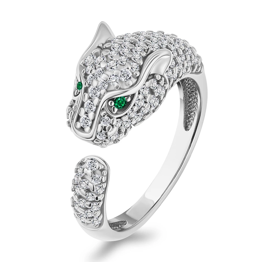 Кольцо  Леопард с фианитами из серебра 925 пробы Кольцо  Леопард с фианитами из серебра 925 пробы