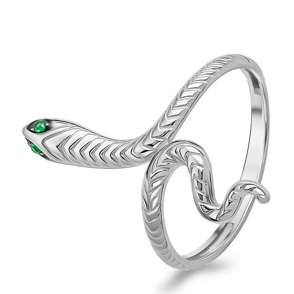 Кольцо  Змея с фианитами из серебра 925 пробы Кольцо  Змея с фианитами из серебра 925 пробы