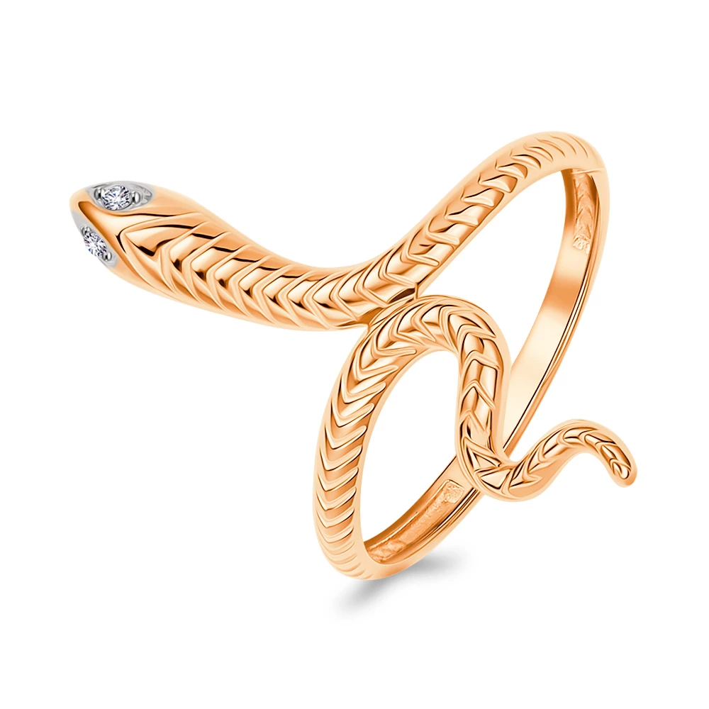 Кольцо  Змея с фианитами из серебра 925 пробы Кольцо  Змея с фианитами из серебра 925 пробы