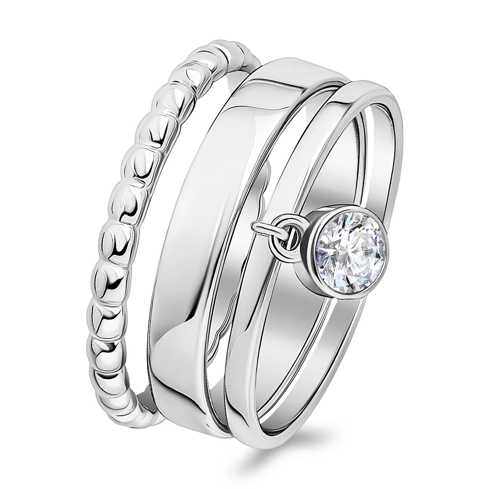 Кольцо наборное с фианитом из серебра 925 пробы