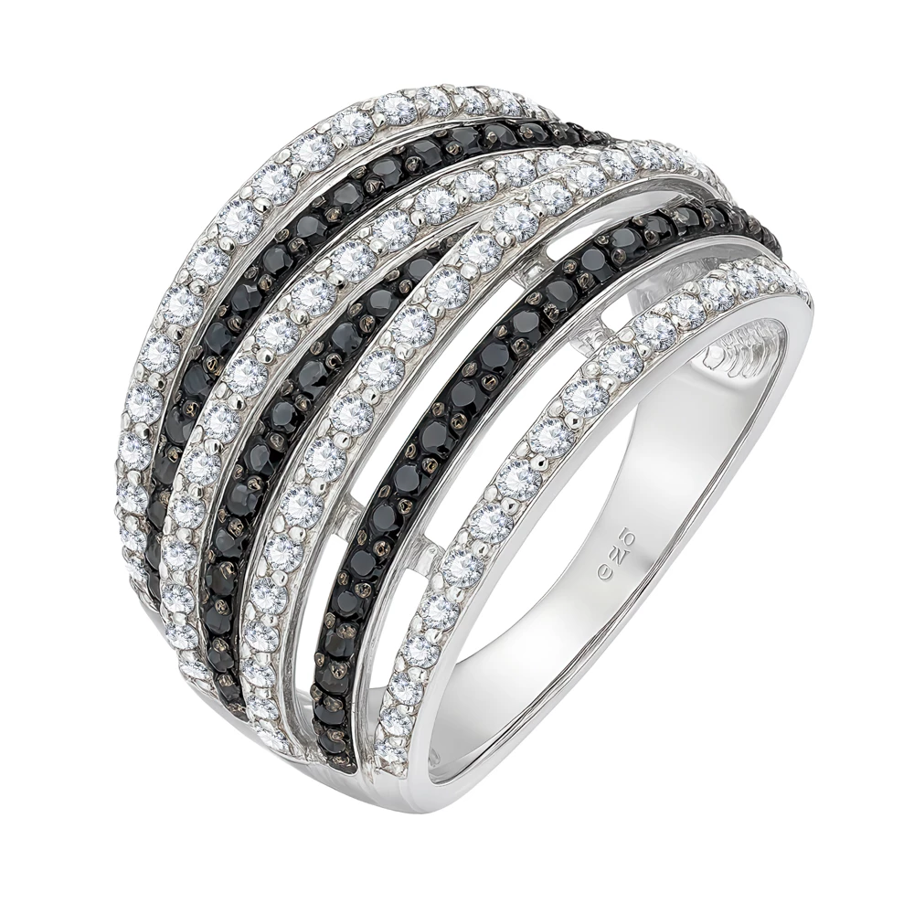 Кольцо с фианитами из серебра 925 пробы