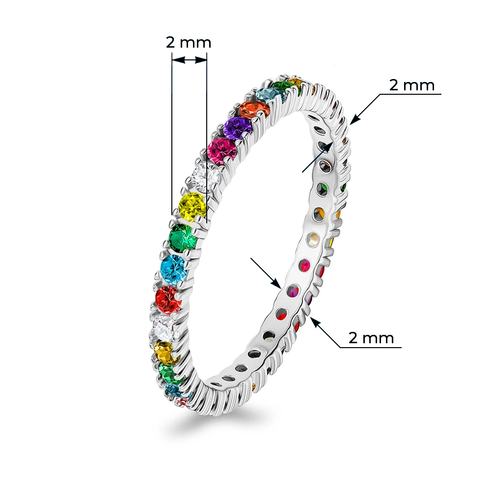 Кольцо с фианитами из серебра 925 пробы
