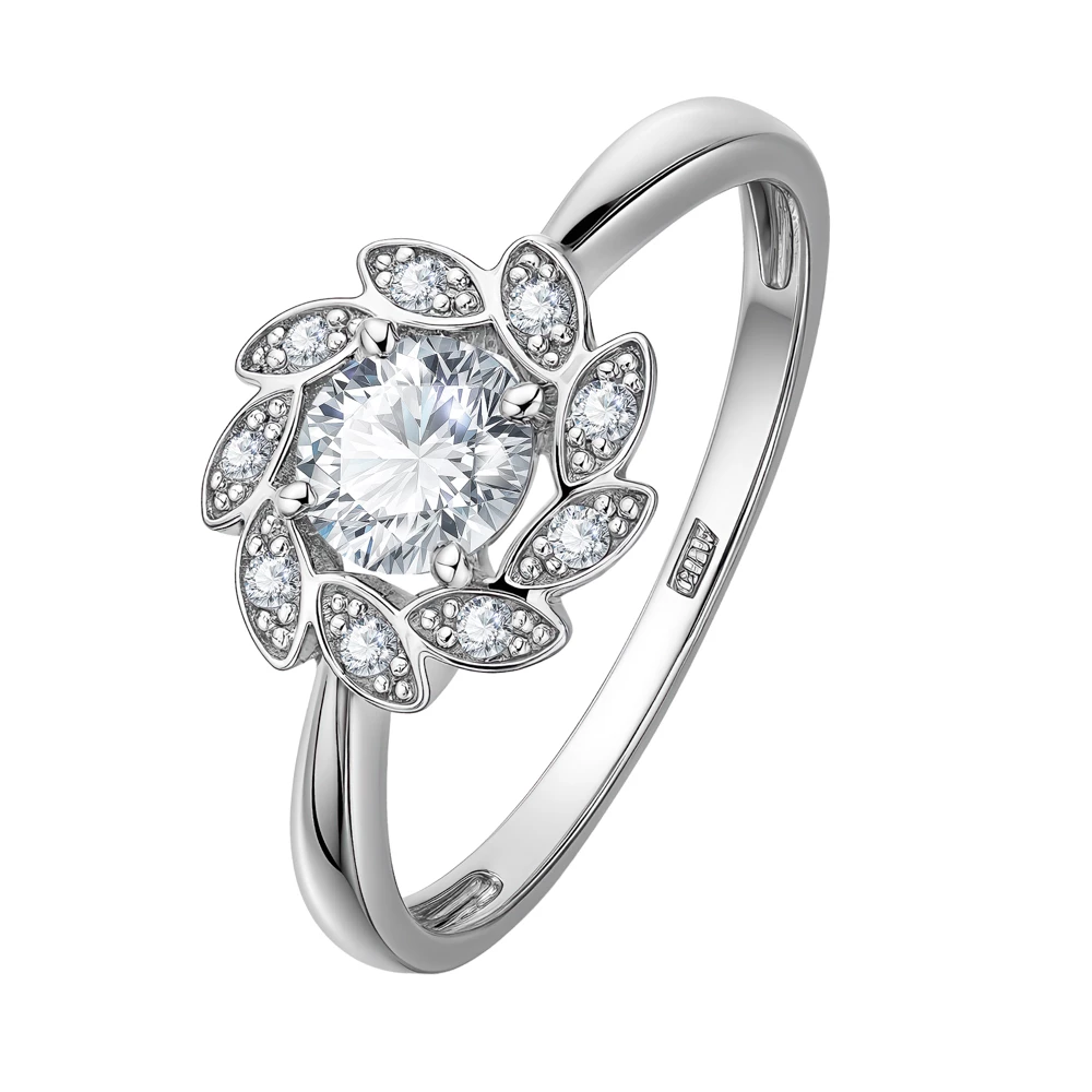 Кольцо с фианитами из серебра 925 пробы