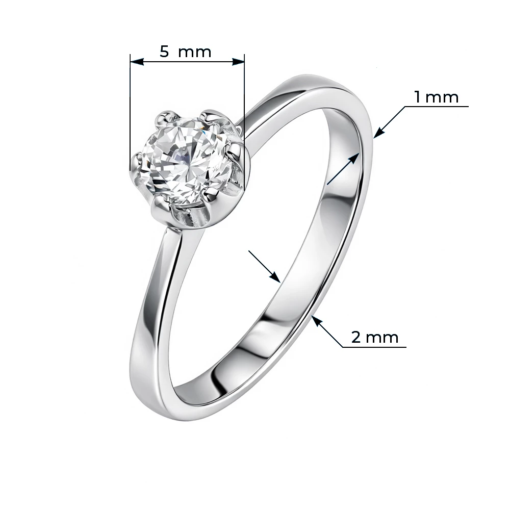 Кольцо с фианитом из серебра 925 пробы