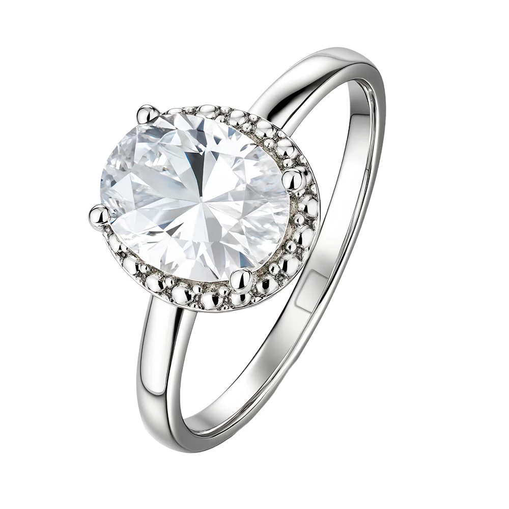 Кольцо с фианитом из серебра 925 пробы