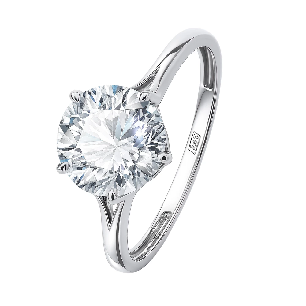 Кольцо с фианитом из серебра 925 пробы