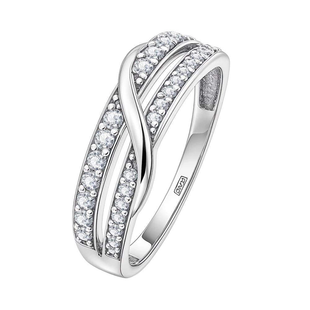 Кольцо с фианитами из серебра 925 пробы