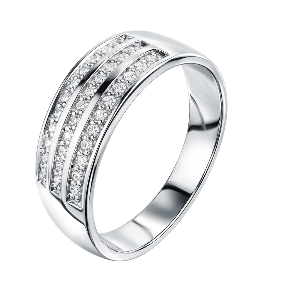 Кольцо с фианитами из серебра 925 пробы