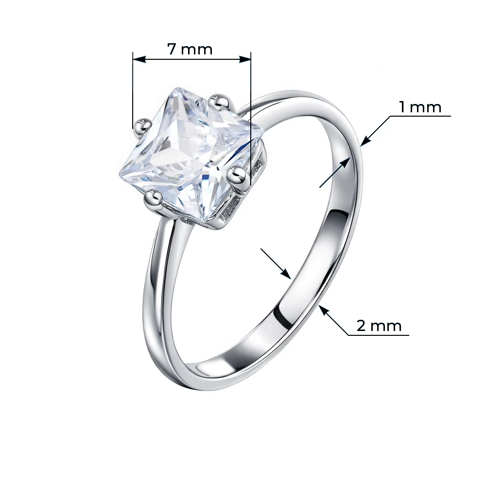 Кольцо с фианитом из серебра 925 пробы