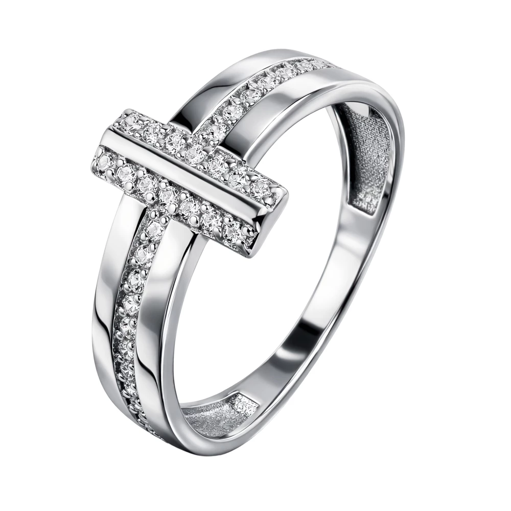 Кольцо с фианитами из серебра 925 пробы