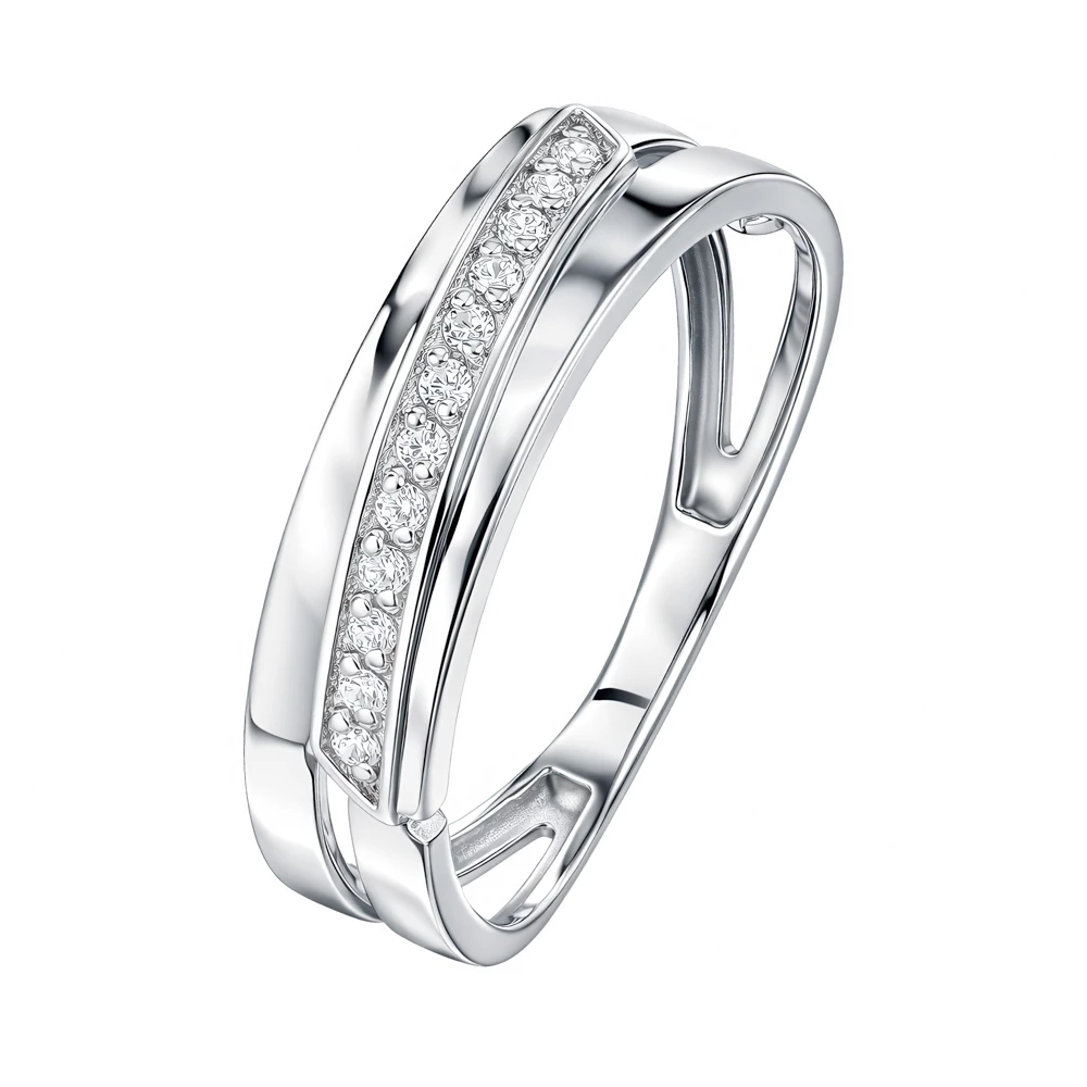 Кольцо с фианитами из серебра 925 пробы