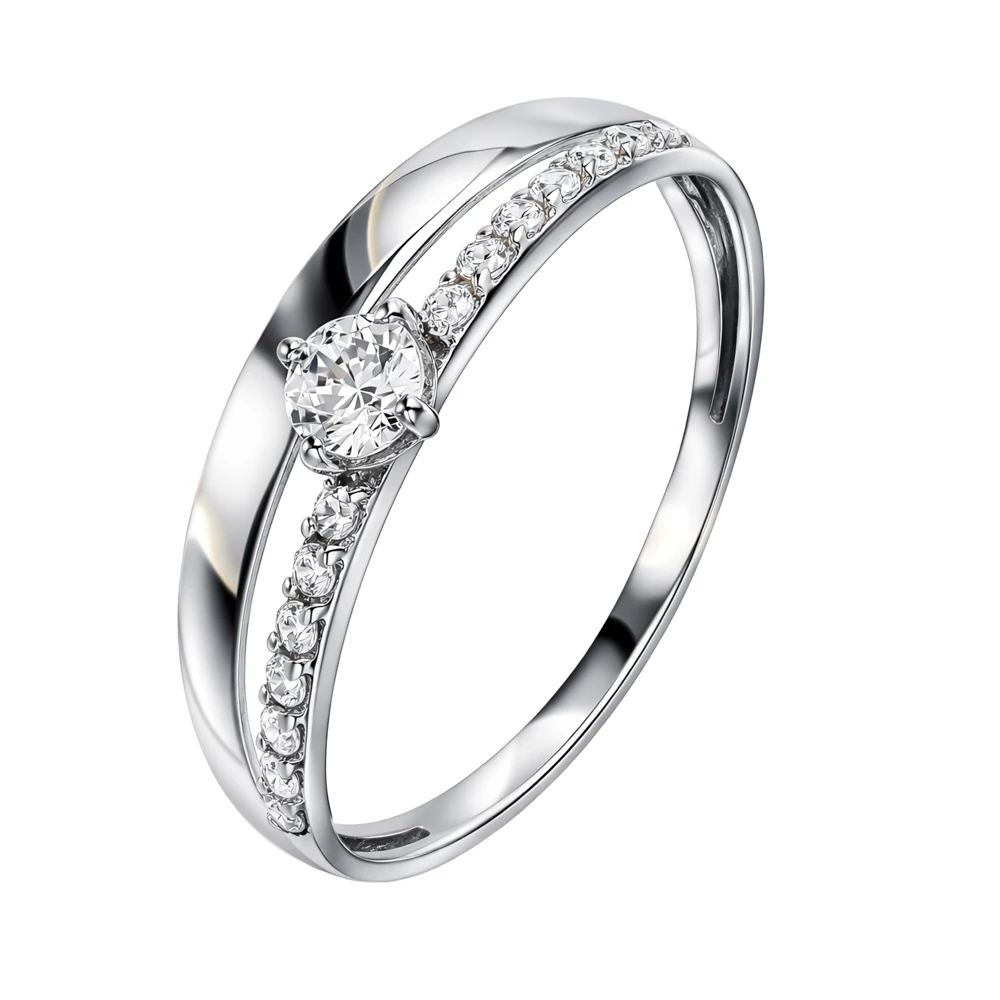 Кольцо с фианитами из серебра 925 пробы