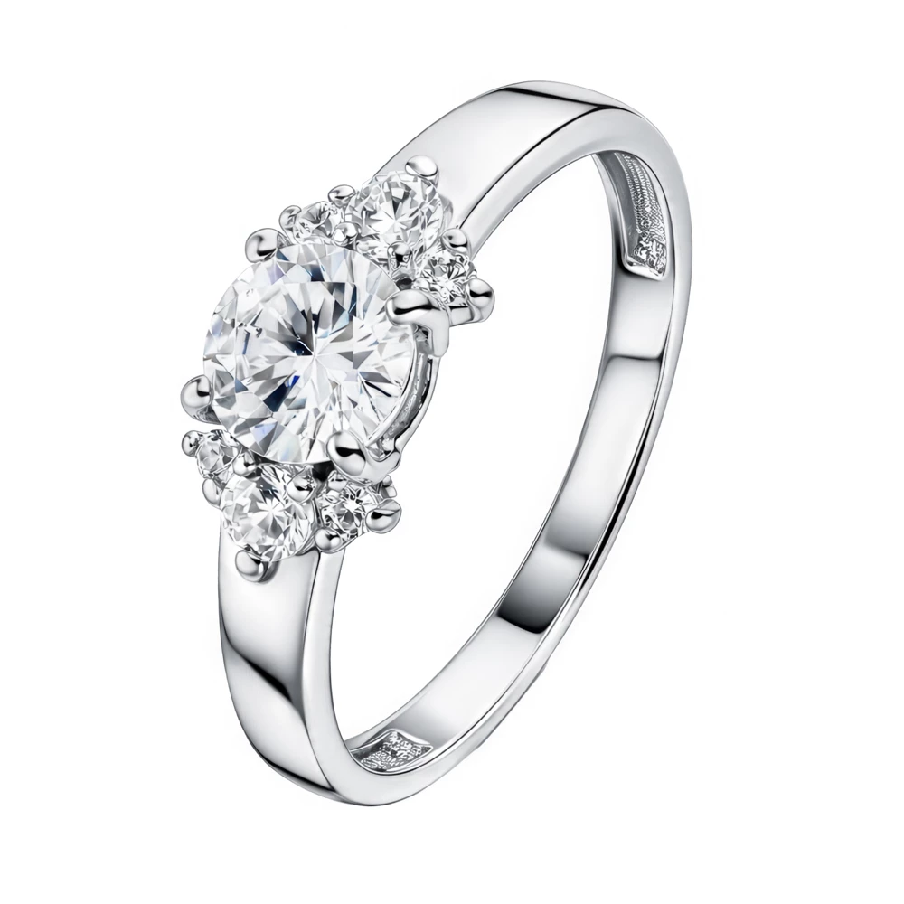 Кольцо с фианитами из серебра 925 пробы