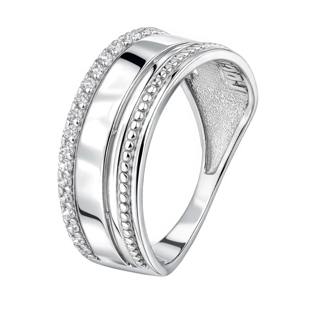 Кольцо с фианитами из серебра 925 пробы