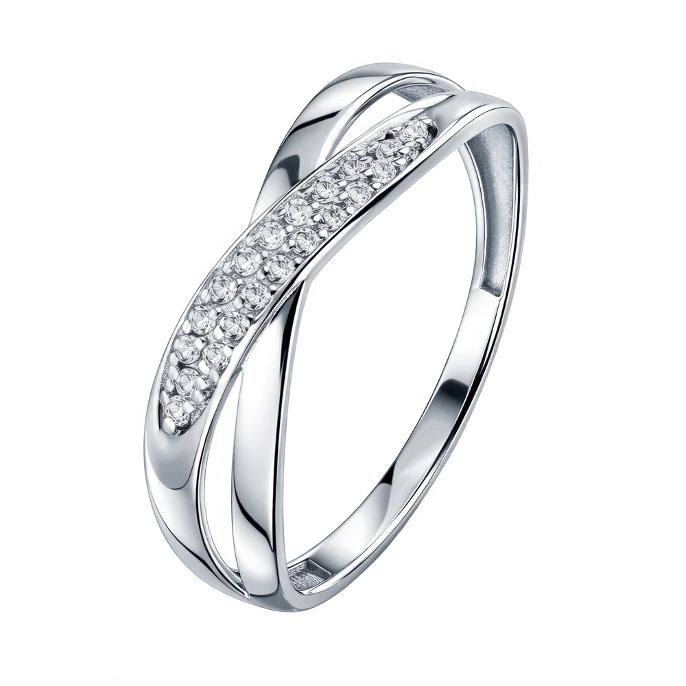 Кольцо с фианитами из серебра 925 пробы