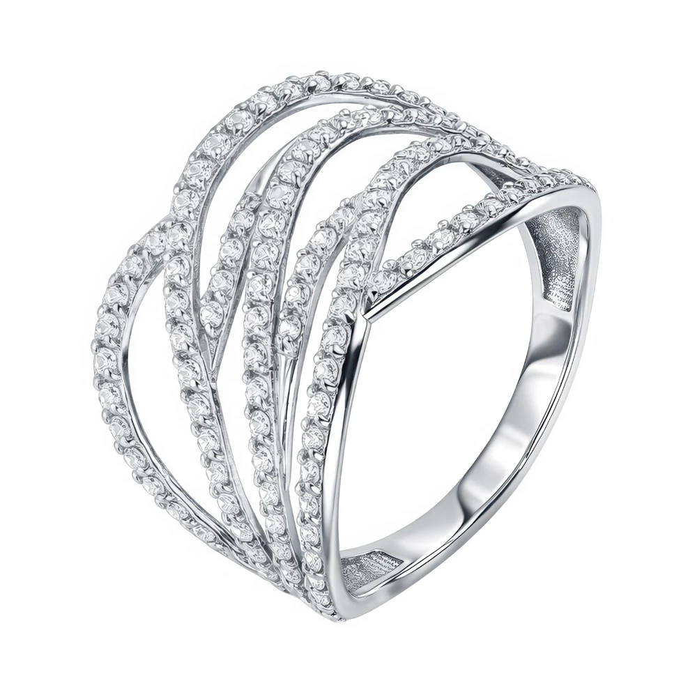 Кольцо с фианитами из серебра 925 пробы