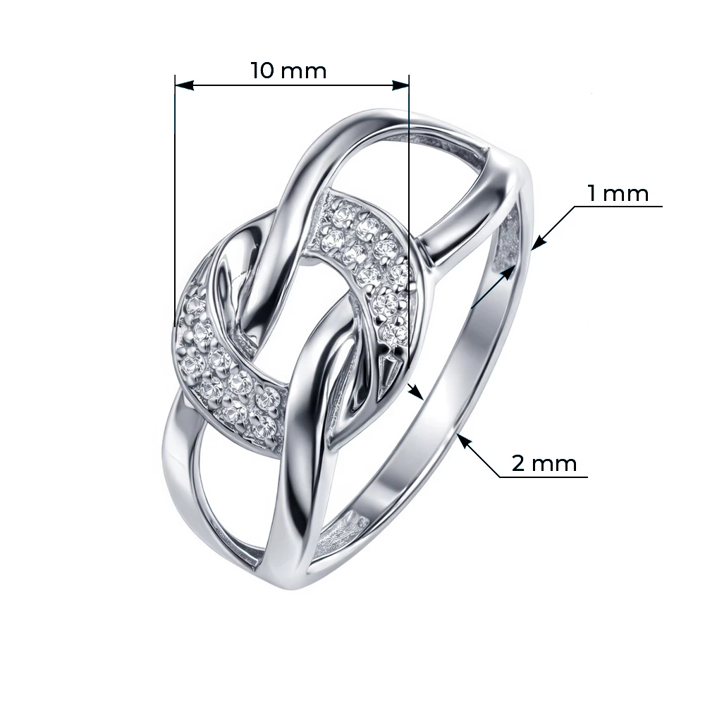 Кольцо с фианитами из серебра 925 пробы