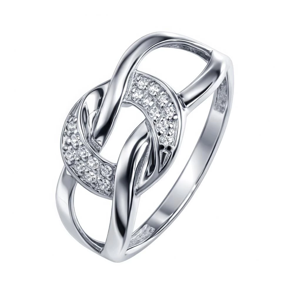 Кольцо с фианитами из серебра 925 пробы