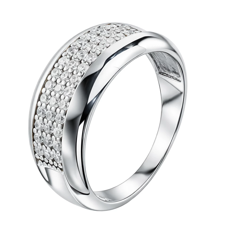 Кольцо с фианитами из серебра 925 пробы