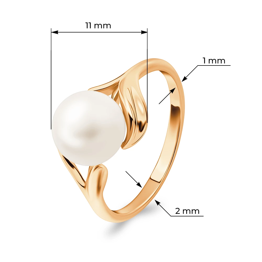 Кольцо с культивированным жемчугом из серебра 925 пробы