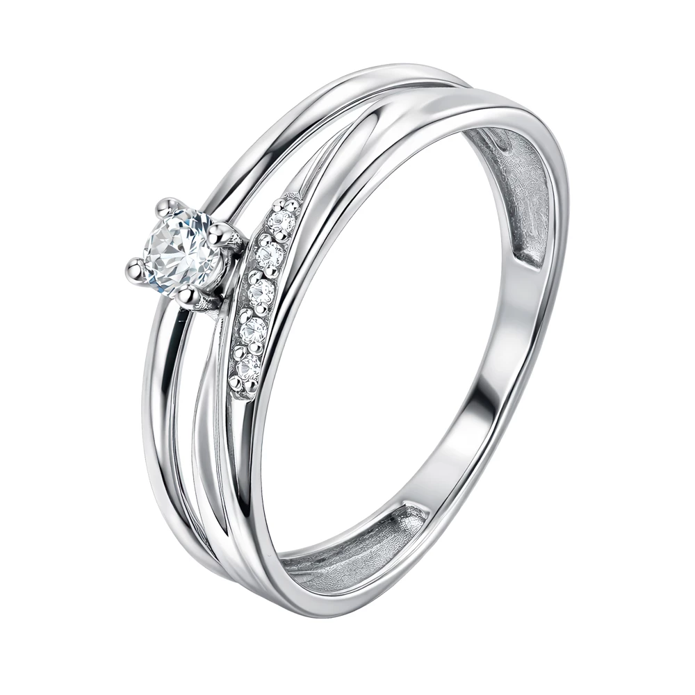 Кольцо с фианитами из серебра 925 пробы