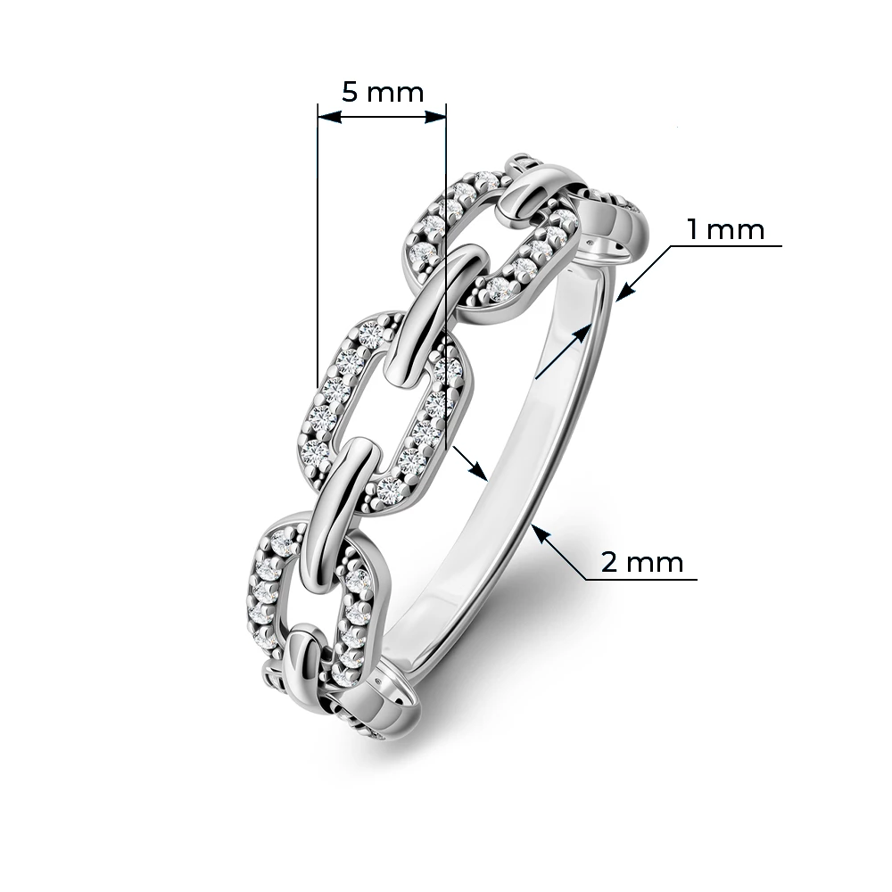 Кольцо с фианитами из серебра 925 пробы