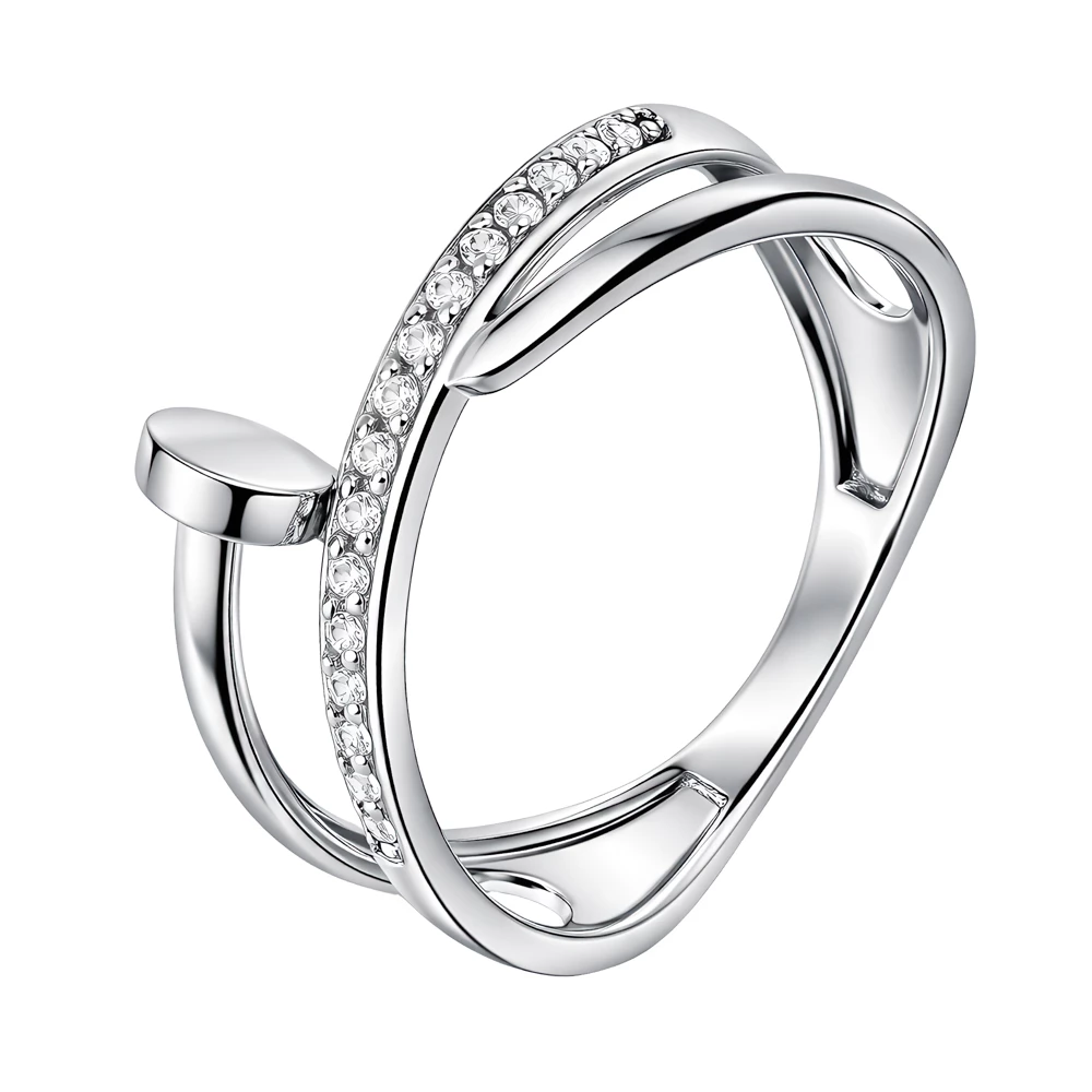 Кольцо с фианитами из серебра 925 пробы