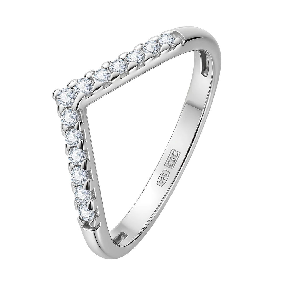 Кольцо с фианитами из серебра 925 пробы