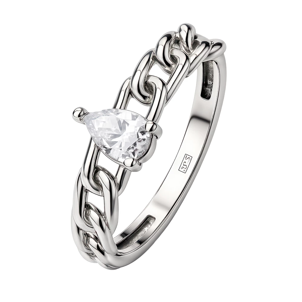 Кольцо с фианитом из серебра 925 пробы