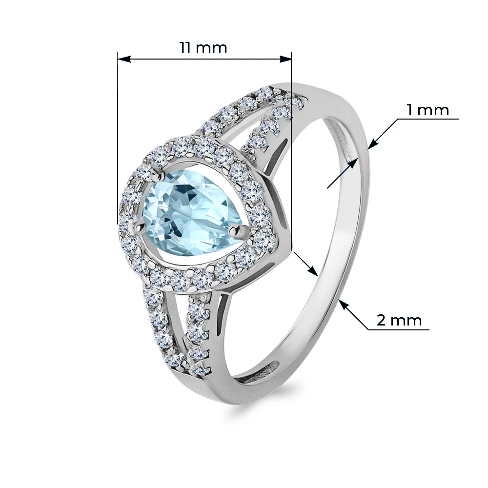 Кольцо с фианитами из серебра 925 пробы