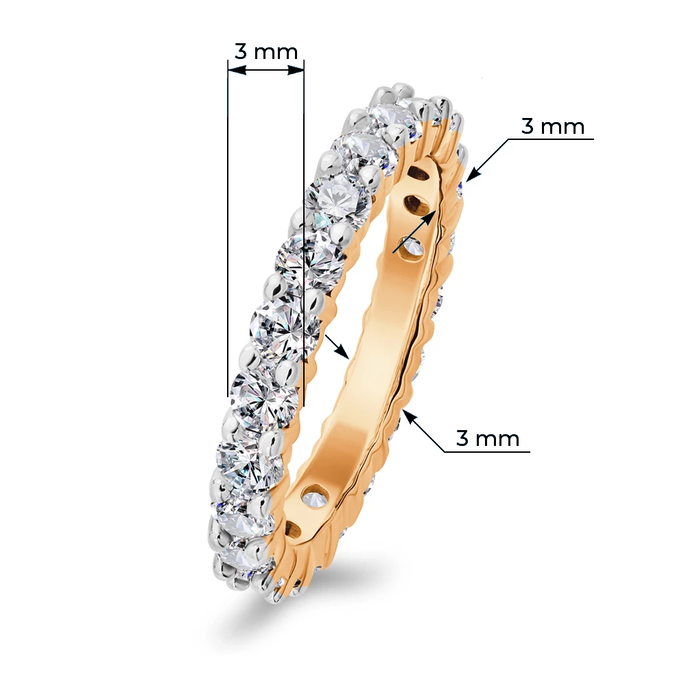 Кольцо с фианитами из серебра 925 пробы