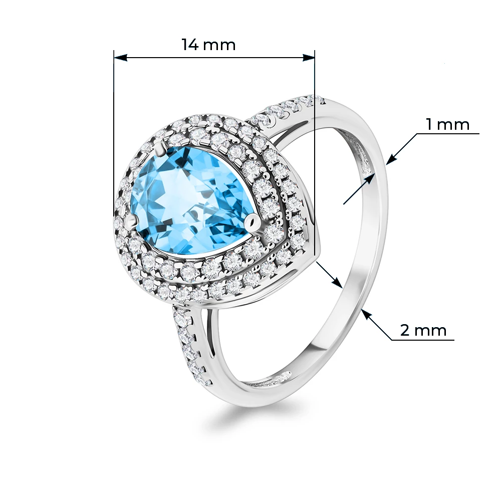 Кольцо с фианитами из серебра 925 пробы