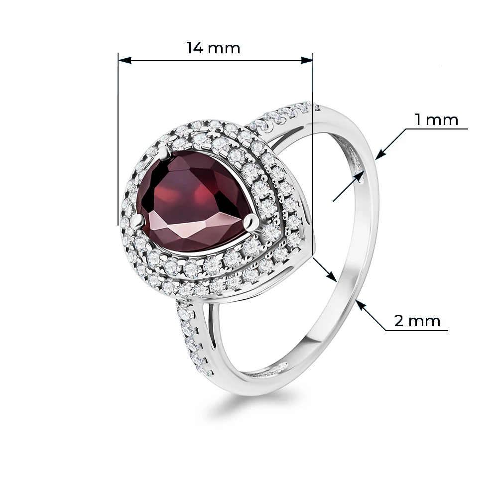 Кольцо с фианитами из серебра 925 пробы