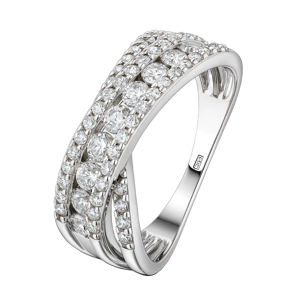 Кольцо с фианитами из серебра 925 пробы