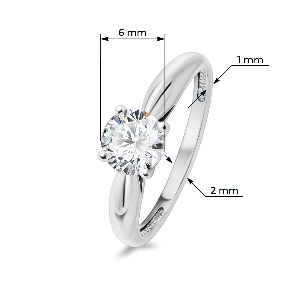 Кольцо с фианитом из серебра 925 пробы