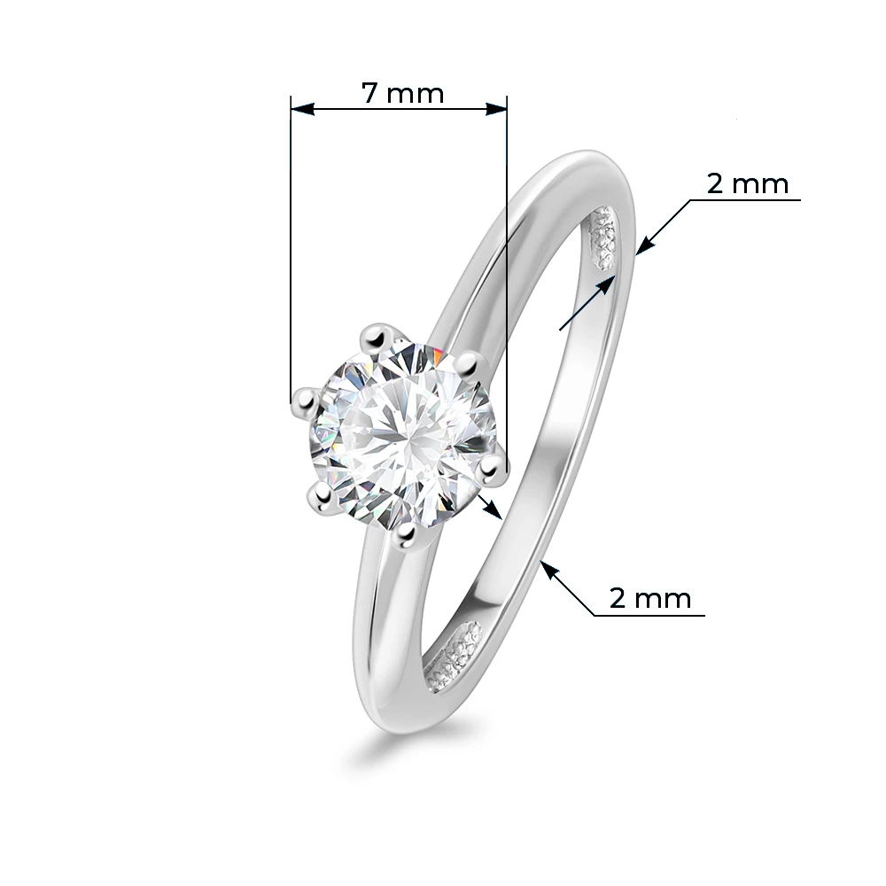 Кольцо с фианитом из серебра 925 пробы