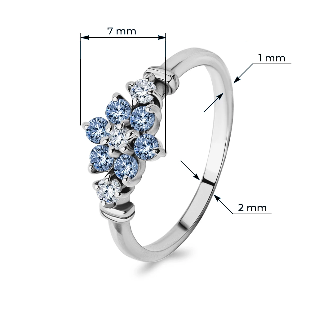 Кольцо с фианитами из серебра 925 пробы