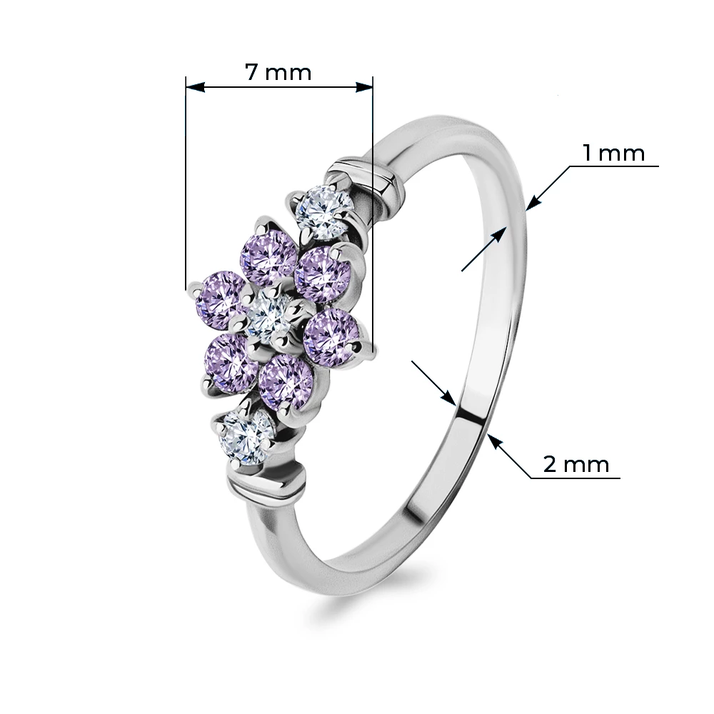 Кольцо с фианитами из серебра 925 пробы