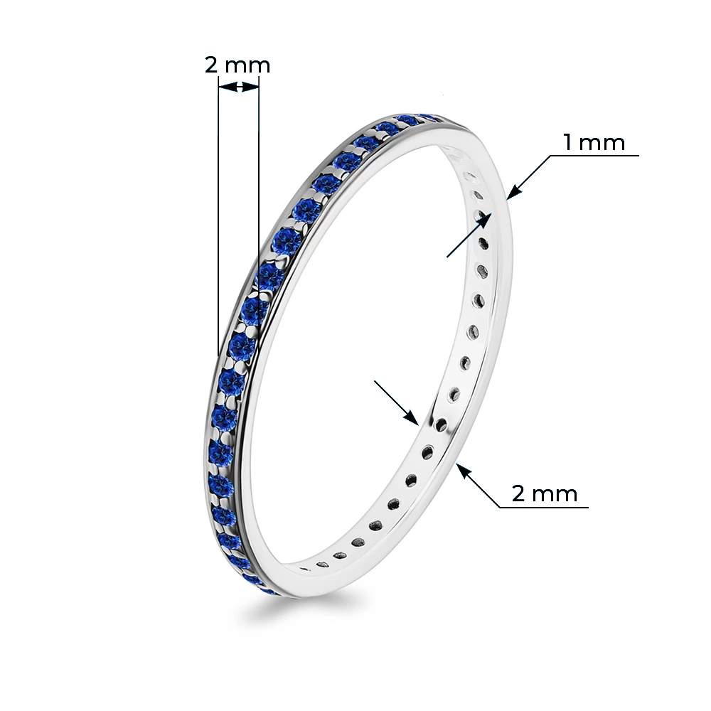 Кольцо с фианитами из серебра 925 пробы