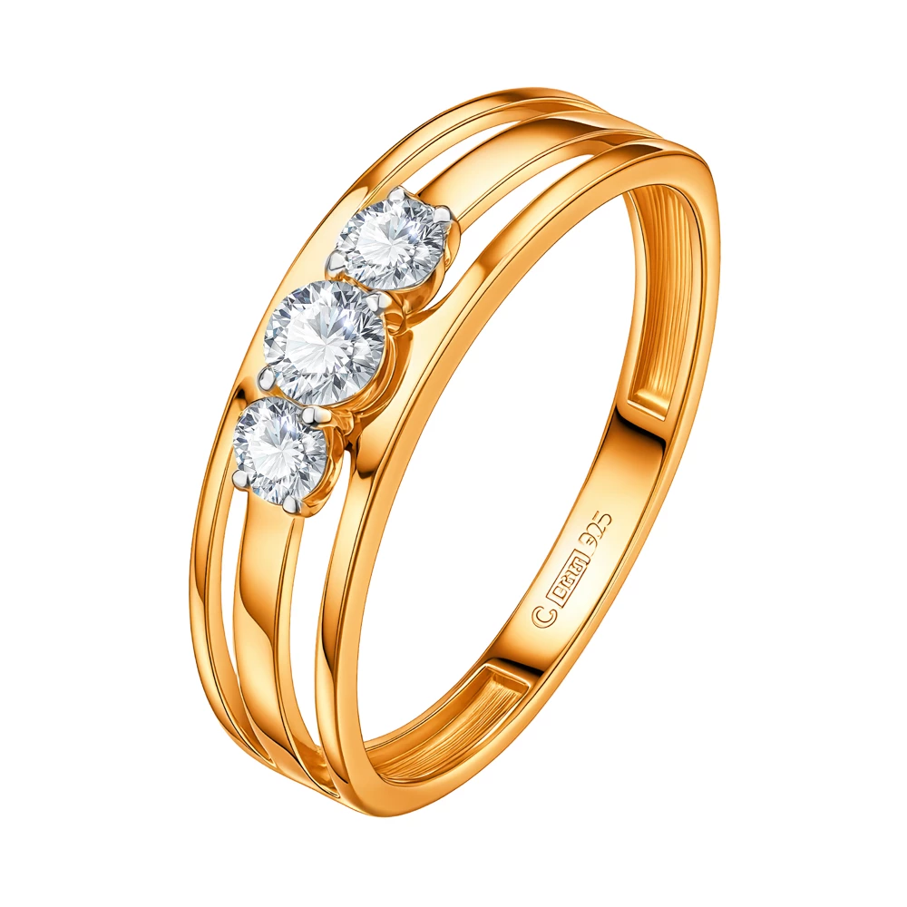 Кольцо с фианитами из серебра 925 пробы