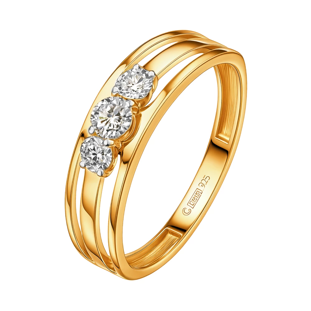 Кольцо с фианитами из серебра 925 пробы