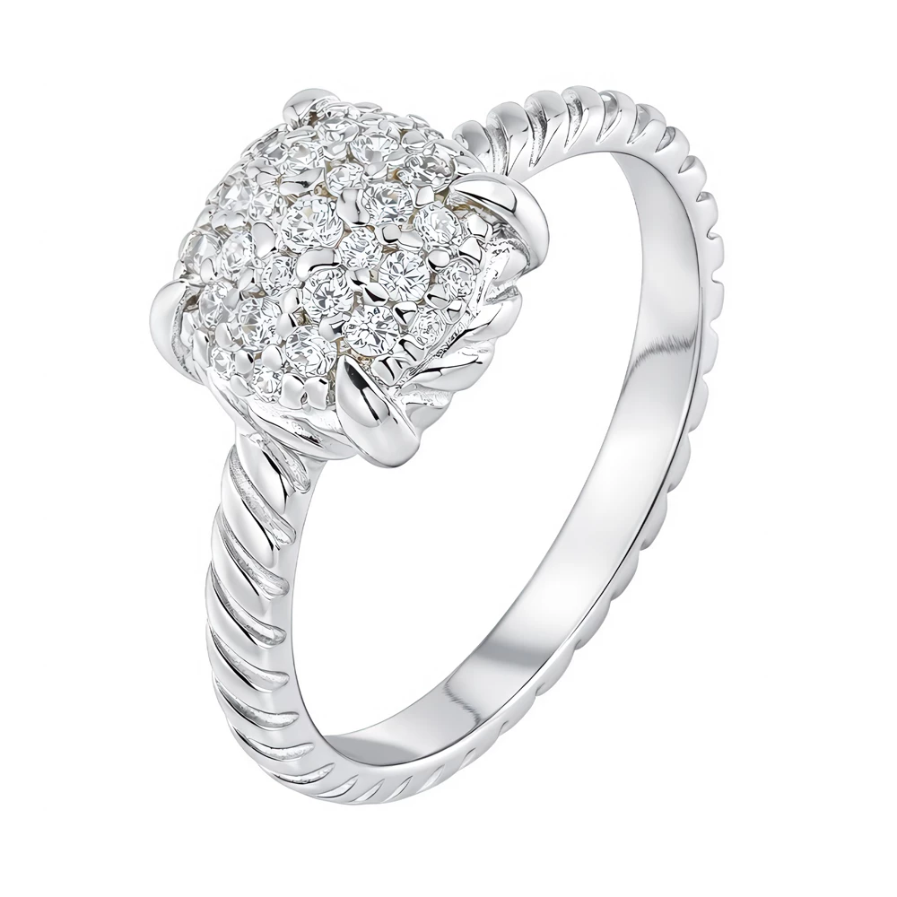 Кольцо с фианитами из серебра 925 пробы