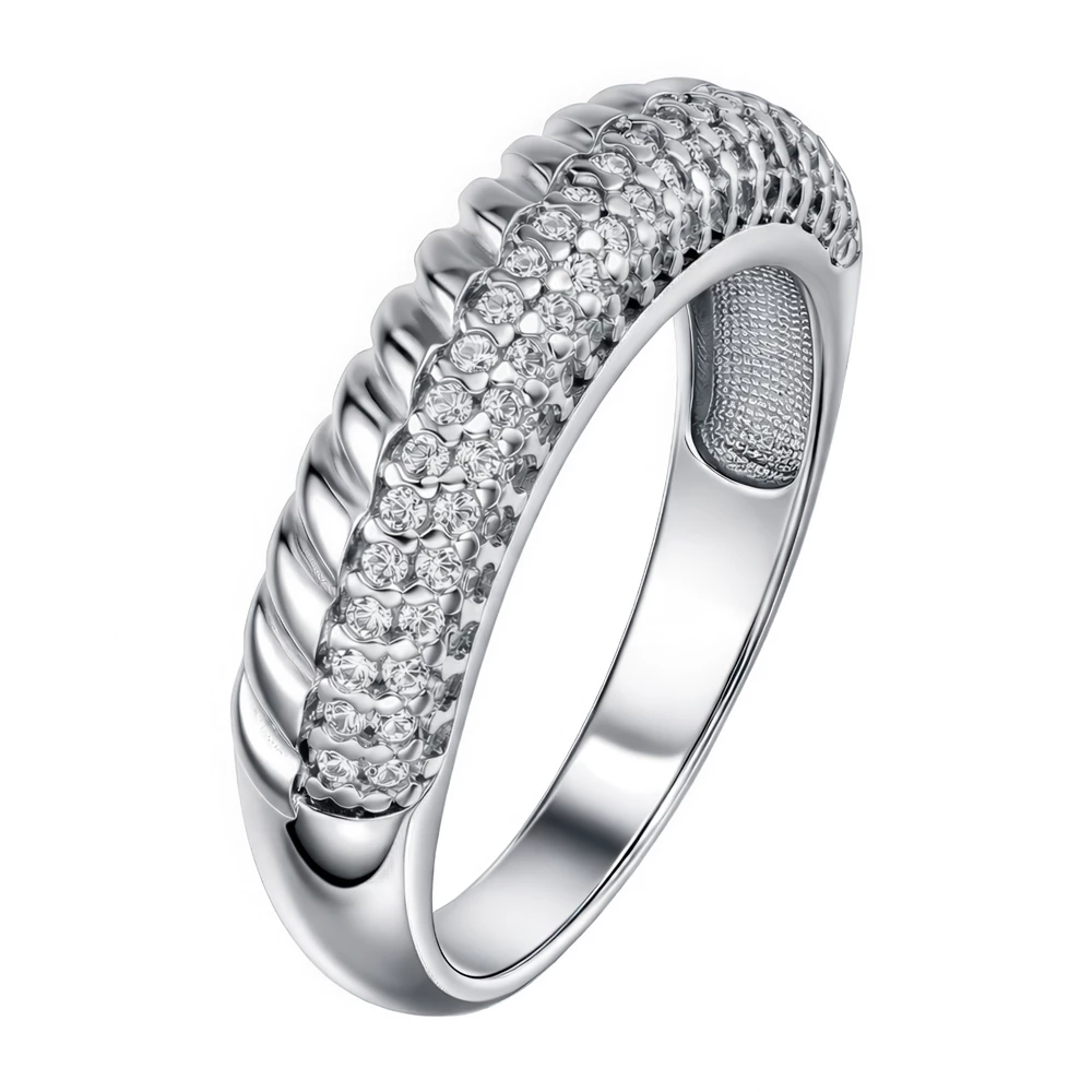 Кольцо с фианитами из серебра 925 пробы