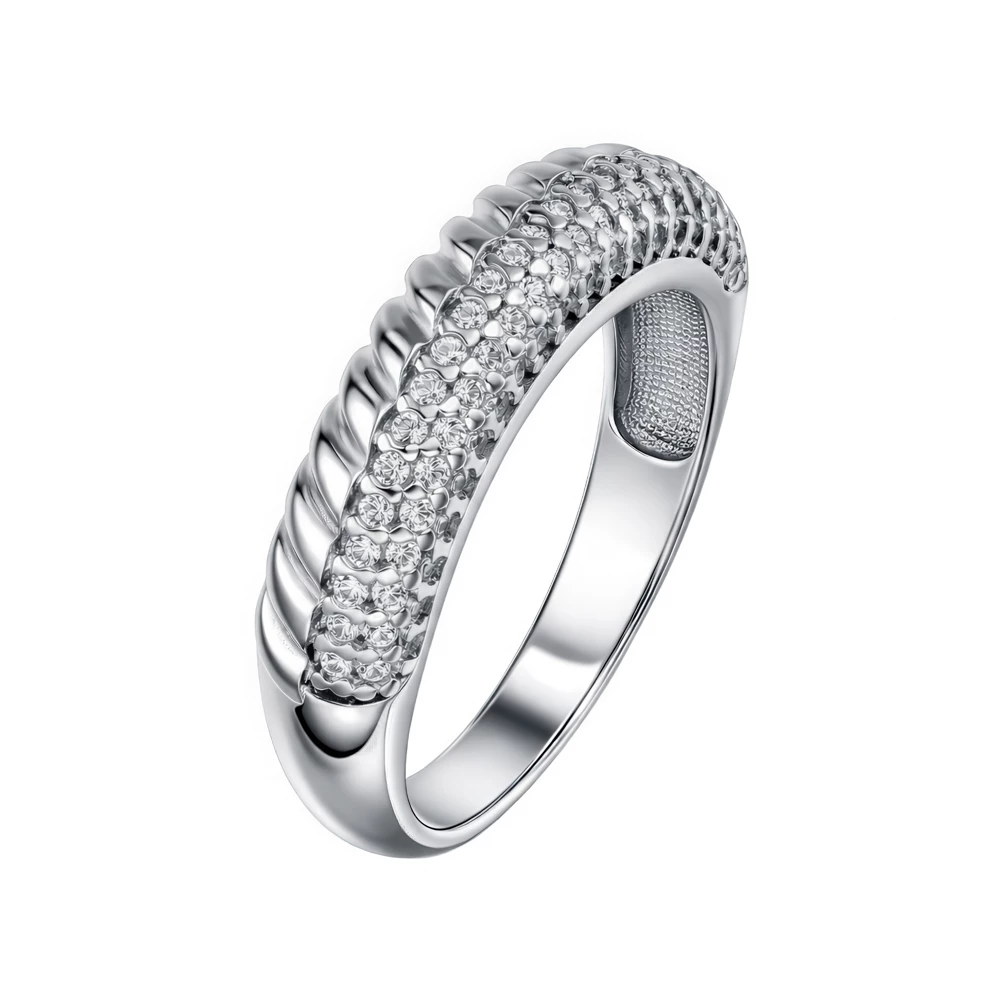 Кольцо с фианитами из серебра 925 пробы