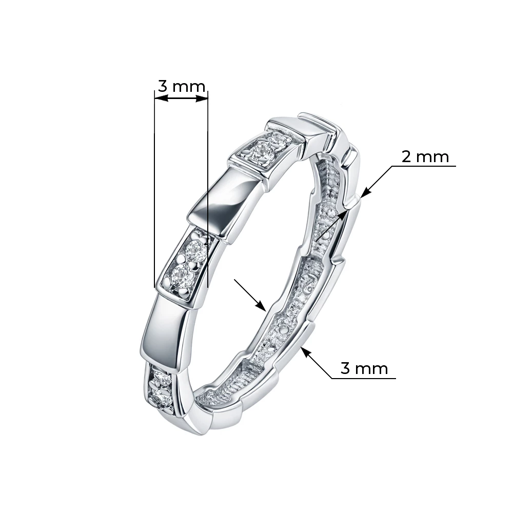 Кольцо с фианитами из серебра 925 пробы