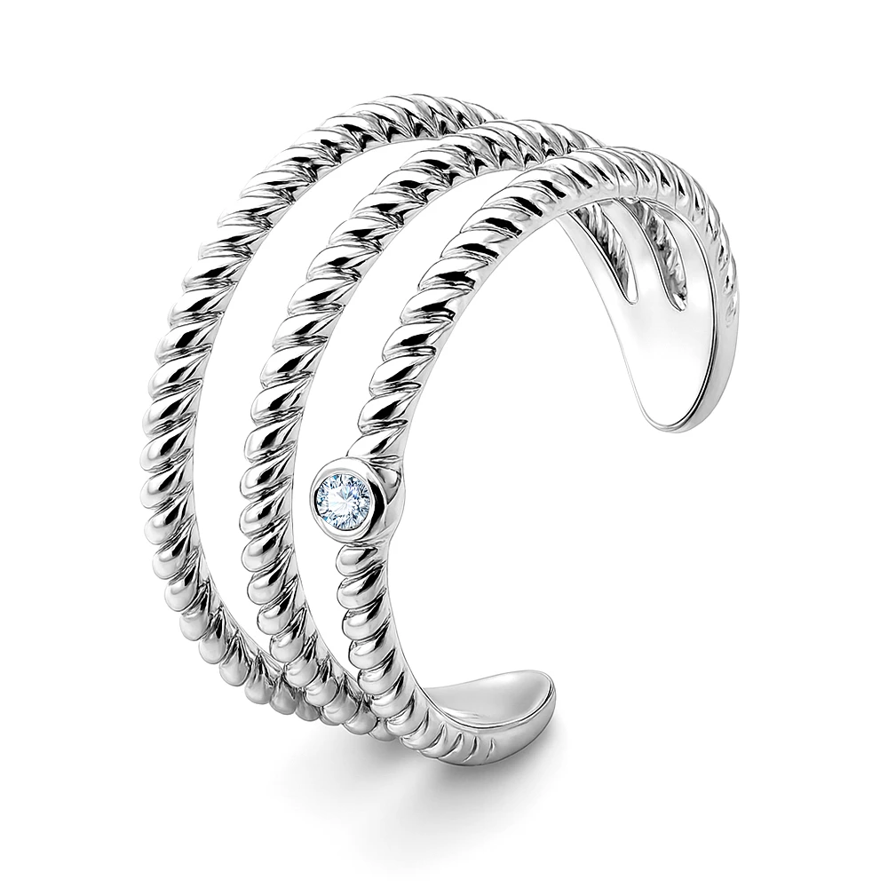 Кольцо с фианитом из серебра 925 пробы