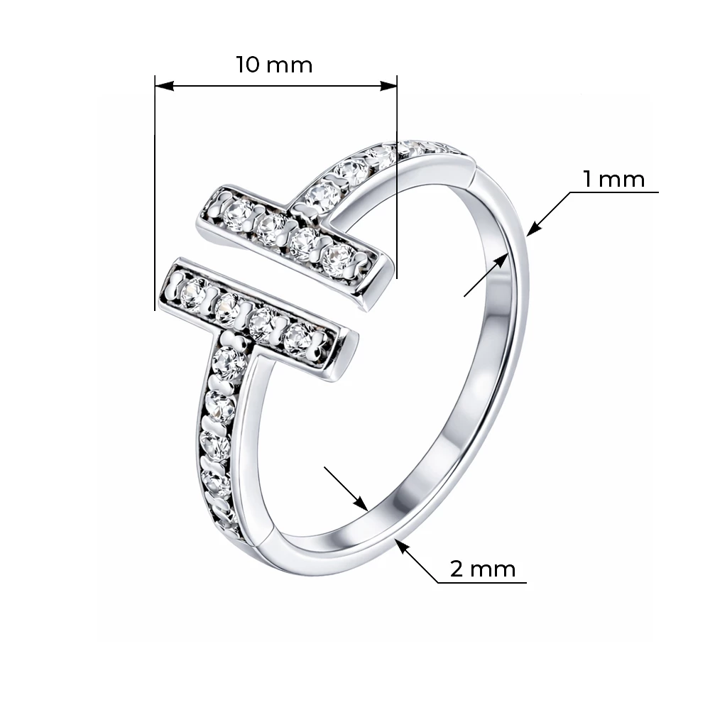Кольцо с фианитами из серебра 925 пробы